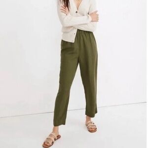Madewell cropped olive green linen pants